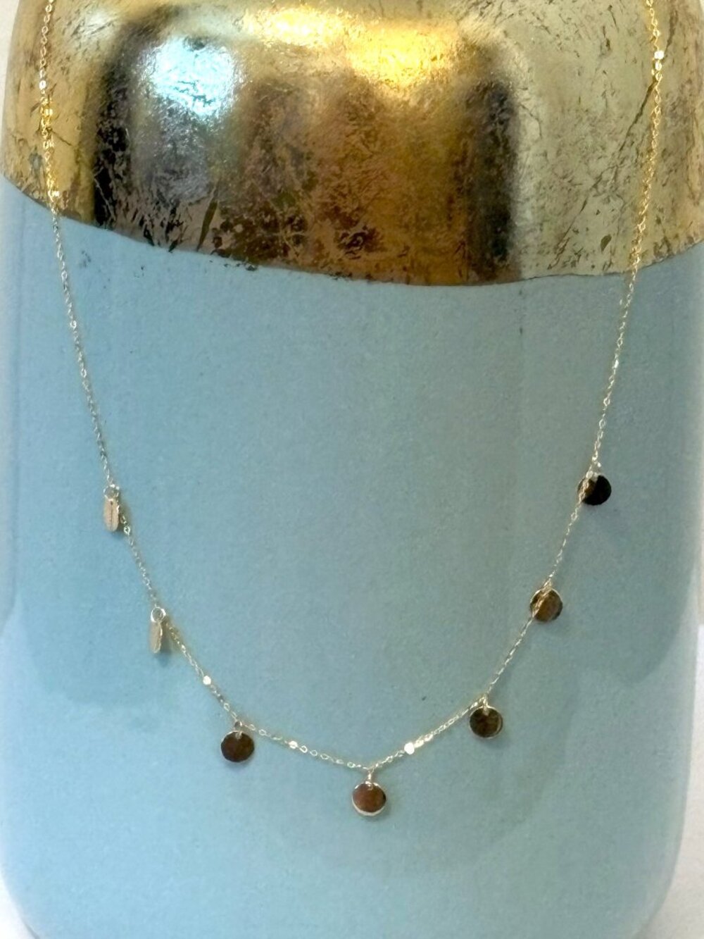 Macy's Polished Disc Dangle 18" Statement Necklace in 10k Yellow Gold